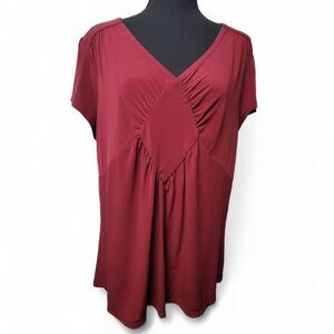 Alfani Blouse Women's Top 2X Plus Size Red Surplice Classic Workwear Party